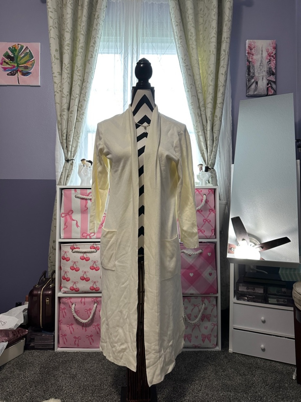 NWOT Whisper Knit Long Ivory Open Cardigan XS